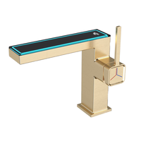 Robinet intelligent à affichage numérique LED, moderne, en aluminium spatial, monocommande, monotrou, à poser sur plan, eau froide et chaude, avec valve en céramique