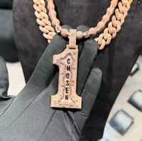 Pendentif Hip Hop Personnalisé en Argent 925 et Diamant Moissanite, Design Chiffre Baguette pour Chaîne Maille Cubaine, Pendentifs et Breloques Uniques