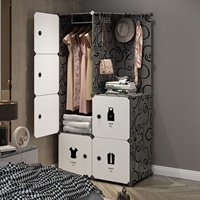Einfach zu Montierender Moderner Erweiterbarer DIY Kunststoff-Kleiderschrank Umweltfreundlicher Schwarzer Rahmen Weiße Tür Tragbar für Werkstatt Wohnzimmer