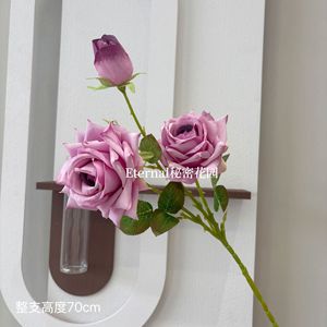 Fleurs artificielles Secret Garden, branche unique, rose et violet, décoration de mariage et de maison, fleurs en plastique et en soie - Product Image 2