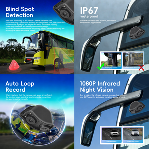 Podofo 10.36'' Écran IPS 1080P Caméra <span class=keywords><strong>de</strong></span> rétroviseur*2 Étanche IP67 Vision nocturne BSD DVR Aide au <span class=keywords><strong>recul</strong></span> pour Camion Bus ODM - Product Image 2