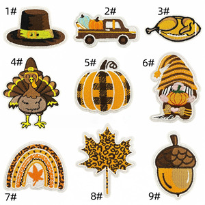 Nouveaux patchs thermocollants en tissu transfrontaliers pour Thanksgiving, décorations de fête avec dindes, citrouilles et motifs de récolte d'automne, pour vêtements - Product Image 6