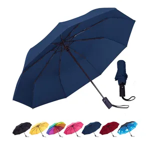 컴팩트 방풍 안티 비 태양 자동 열기 닫기 자동 3 접는 우산
