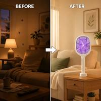 Raquette électrique anti-moustiques rechargeable avec LED, tue-insectes portable pour l'été, couverture à 360 degrés, légère