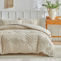 Parure de lit et taies d'oreiller en chenille 100 % coton brodée jacquard motif feuille, taille King, blanche – Choix esthétique américain