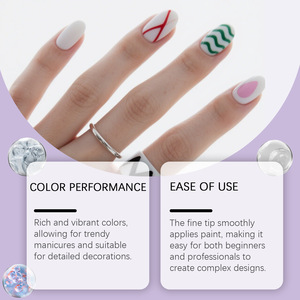 Stylo à ongles DIY à pointe fine 0,5 mm, pinceau liner pour gel, séchage rapide, imperméable, outil de décoration pour manucure - Product Image 5