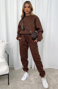 Completo da jogging da <span class=keywords><strong>donna</strong></span> Alxin con logo frontale, nuovo, <span class=keywords><strong>taglie</strong></span> forti, 2 pezzi, in maglia tinta unita, casual, in pile, per autunno - Product Image 4