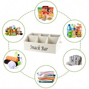<b>Snack</b> Organizer for Countertop Trapezoid Fabric <b>Snack</b> Bin with Side Handles, 6 Compartment <b>Snack</b> Basket <b>Container</b> - Product Image 4