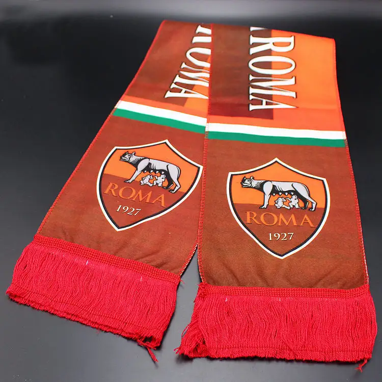 Hot Selling Op Maat Gemaakte Dubbelzijdige Fan Jacquard Gebreide Sport Acryl Sjaals 100% Polyester Voetbalclub Voetbal Fan Sjaal