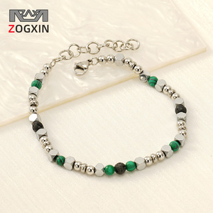 <b>Beaded</b> <b>Bracelet</b> For Women Hexagon Titanium Steel Volcanic Stone Jewelry Gift Fashionable Style - Product Image 2