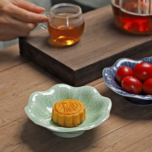 Haut <span class=keywords><strong>pied</strong></span> en céramique Mini thé fruits Dim Sum Snack & bonbons affichage gâteau plateau écologique assiette <span class=keywords><strong>plat</strong></span> pour les occasions de fête - Product Image 1