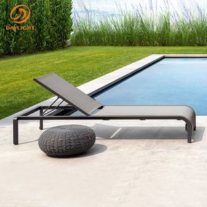 Modern Cushionless <strong>Outdoor</strong> <strong>Chaise</strong> <strong>Lounge</strong>, Quick-Dry Mesh Patio Sunbed with Adjustable Backrest and Matching <strong>Pouf</strong> - Product Image 3