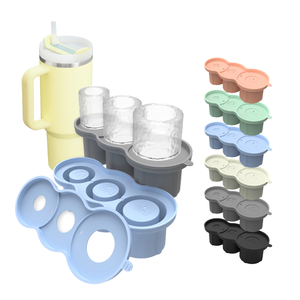 Ensemble de moules à crème glacée en silicone pour gobelets avec clip de couvercle, 3 cavités, portable, disponible en plusieurs couleurs - Product Image 1