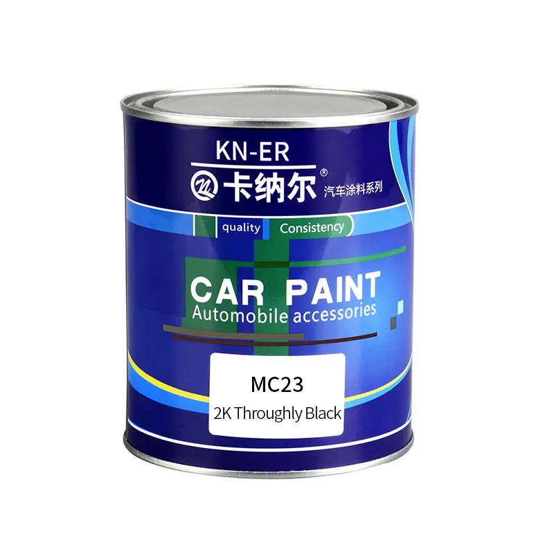 Kn-er marka araba 2K mix renkli boyalar throughly siyah düz renk otomatik üst kaplama metalik otomotiv boyası