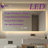 Miroir de salle de bain intelligent à LED avec fonction de mémoire, anti-buée, commande tactile, miroir mural pour salle de bain