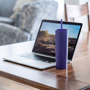 Venta al por mayor de alta calidad de color pastel esmerilado mate 16Oz acrílico PP vasos de plástico vasos fríos rectos con tapas y pajitas - Product Image 4