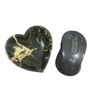 Natural Black Mamba Jasper Heart Shaped Hand Carved Polished Gemstone Decorative <b>Art</b> & Collectible Bowl - Product Image 3