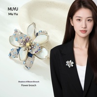 Bros Bunga Multi-petal Berlapis Perak Mewah Kustom Pabrik Grosir, Cangkang Paduan Kuningan, Zirkonia Kubik Multi-warna