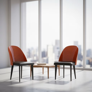 Silla de Comedor de Madera de Mediados de Siglo con Respaldo <span class=keywords><strong>Tapizado</strong></span> en <span class=keywords><strong>Cuero</strong></span> para Desayunador de Hotel Vintage y Club Privado de Alta Gama - Product Image 4