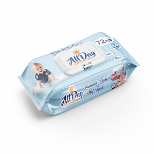 Lingettes humides bleues bio Allday, 72 lingettes douces pour le nettoyage quotidien, jetables, pour peaux sensibles, pour les voyages, hygiène, vente en gros, lingettes pour bébés - Product Image 1