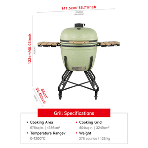 Barbecue au charbon de bois XXL de 13 à 26 pouces, cuisine extérieure, barbecue en céramique vert Kamado - Product Image 4