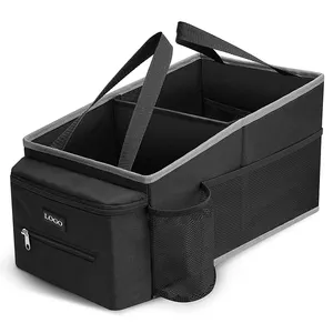 Multifunctional Divided Foldable Back Chair Child Trunk Storage Box Front Back Car Seat Toy Organizer For Kids