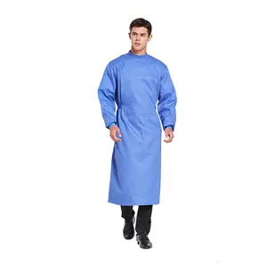 Vestido cirúrgico médico reforçado unissex 100% algodão/reutilizável à prova d'água para hospital, atacado de fábrica unissex OEM