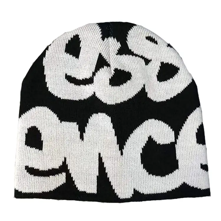 Tête de mort bonnet hiver tricoté toque chapeaux sport adulte fabricant unisexe acrylique ski logo personnalisé jacquard y2k bonnet chapeau