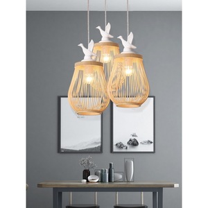 โคมไฟห้อยเพดานทรงนกสไตล์นอร์ดิกโมเดิร์นมินิมอล ทำจากไม้ไผ่สาน ขั้วหลอด E27 ประหยัดพลังงาน หลอดไฟ LED หัวเดียว เหมาะสำหรับร้านอาหาร ห้องน้ำชา โรงแรม - Product Image 4