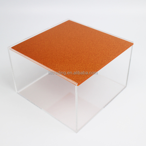 Caja de regalo acrílica pequeña y bonita personalizada, rectangular, cuadrada, redonda, negra, brillante, transparente, naranja - Product Image 2