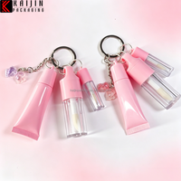 Tube de rouge à lèvres créatif DIY 1ml+8ml+4ml rose, tube souple pour rouge à lèvres, emballage cosmétique avec chaîne