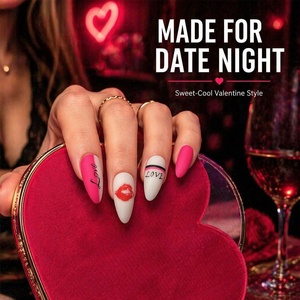 <span class=keywords><strong>Uñas</strong></span> Postizas Mate <span class=keywords><strong>de</strong></span> San Valentín con Diseño <span class=keywords><strong>de</strong></span> Beso y Letras del Alfabeto en Rosa y Blanco, <span class=keywords><strong>Uñas</strong></span> Postizas Largas en Forma <span class=keywords><strong>de</strong></span> Almendra, Juego Reutilizable al por Mayor - Product Image 3