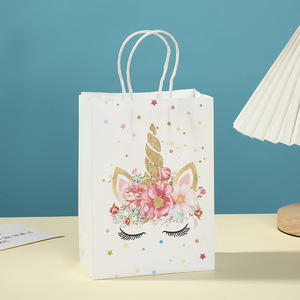 Sacs en papier pour cadeaux et friandises de fête licorne, décorations pour fête d'anniversaire, cadeaux pour fête sur le thème des animaux - Product Image 3