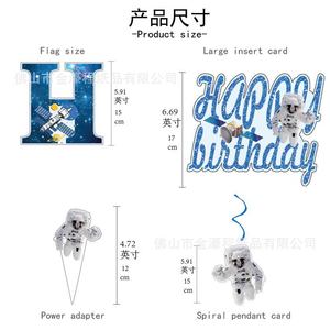 Ensemble de décorations pour fête d'anniversaire sur le thème de l'astronaute avec bannière, décorations de gâteau, pics pour cupcakes, thème spatial pour enfants de 5 à 7 ans - Product Image 3