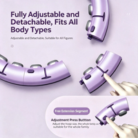 Anneau de fitness intelligent lesté pour adultes, avec 24 nœuds détachables, affichage LED, fonction de comptage intelligente et fonction musicale, pour entraînement de la taille et yoga