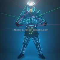 Costume de robot à LED Costume de danse de scène Armure lumineuse RVB Discothèque Bar Light Show Mécanique Vêtements de danse à LED Veste