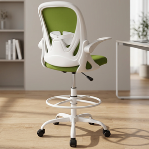 Drafting <b>Chair</b> Tall Office <b>Chair</b> Lift <b>Chair</b> Modern Aluminum Alloy Base Fabric Bedroom Footrest Ring Armrests Executive Ergonomic - Product Image 4