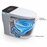 WC intelligent haut de gamme pour villas de luxe, avec abattant à induction automatique, fonction de rinçage inversé, chasse d'eau thermostatique instantanée et cuvette à poser au sol