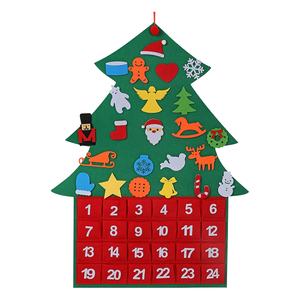 <span class=keywords><strong>Calendrier</strong></span> de l'<span class=keywords><strong>Avent</strong></span> en feutre de Noël à suspendre au mur, avec poches détachables pour ornements, idéal pour l'éducation créative des enfants et comme cadeau de fêtes - Product Image 1