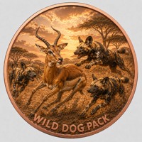 Pièce de monnaie en cuivre pur 999 de 1 oz, Série Animaux de la Savane Africaine, Domination de la Prairie, Couleur en relief, Édition UV Préférée