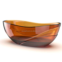 Baignoire autoportante portable en résine cristalline faite à la main avec un design sculpté tendance pour la salle de bain