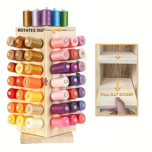 ที่วางแกนม้วนไม้ 5 ชั้น หมุนได้ สำหรับจัดเก็บด้ายเย็บผ้าบนโต๊ะ - Product Image 1