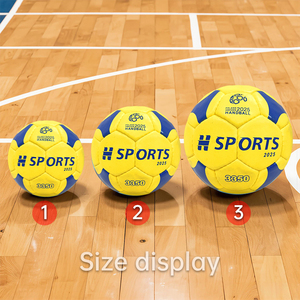 Balón de <span class=keywords><strong>Balonmano</strong></span> de Cuero PU Tamaño 1/2/3 Azul+Amarillo con Logotipo Personalizado Disponible Guangzhou H Sports Beach - Product Image 3