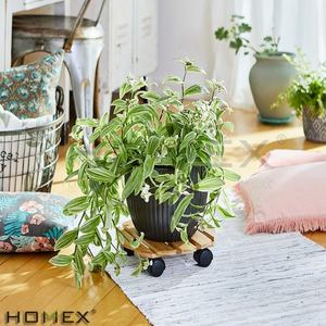 Chariot à plantes en bois robuste Support de <span class=keywords><strong>pot</strong></span> de plante de jardin en bambou massif roulant <span class=keywords><strong>sur</strong></span> roues - Product Image 5