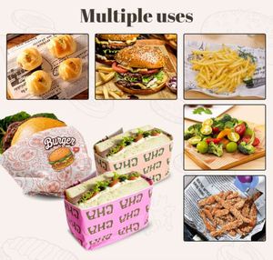 Papier d'emballage en papier sulfurisé écologique imprimé sur mesure, en pâte de bois vierge, résistant à la graisse, pour shawarma, kebab, sandwich, biscuits, pain et autres produits à emporter. - Product Image 5