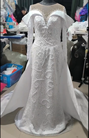 Robe de mariée personnalisée Alibaba Factory Bride, robe de mariée à manches longues 2 en 1, robe de invitée de mariage, robe de mariée sirène grande taille Afrique