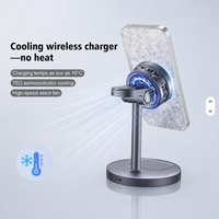 Support de charge magnétique sans fil 3-en-1 avec charge rapide 15W pour téléphone, 3W pour montre, 5W pour écouteurs, prise en charge PD, refroidissement et indicateur LED