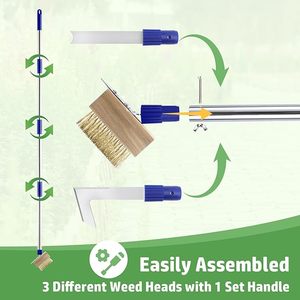 Weed Remover Tool with Long Handle Weed <b>Scraper</b> and Weed Wire Brush Set to Remove Weeds and Moss for Garden, <b>Patio</b>, Driveway - Product Image 2