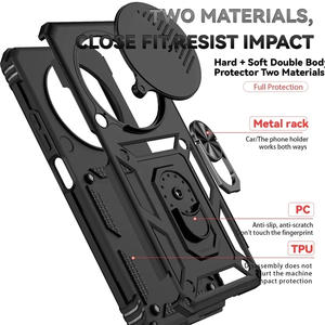 Funda Popular para <span class=keywords><strong>Xiaomi</strong></span> Redmi 14C 4G de Armadura a Prueba de Golpes con Cubierta de Lente Deslizante para Redmi Note 14 Pro Plus 4G 5G con Anillo Soporte Magnético para Coche - Product Image 4