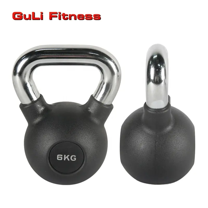 Guli Fitness Rubber Coated Kettlebell Met Chrome Handvat Grote Voor Cross Training, Schommels, Body Workout En Spier Oefening